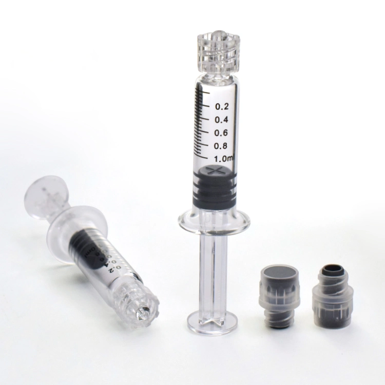 High Quality 0.5ml 1ml 1.5ml 2.25ml 3ml 5ml Luer Caps Luer Lock Oil Prefilled Glass Syringe